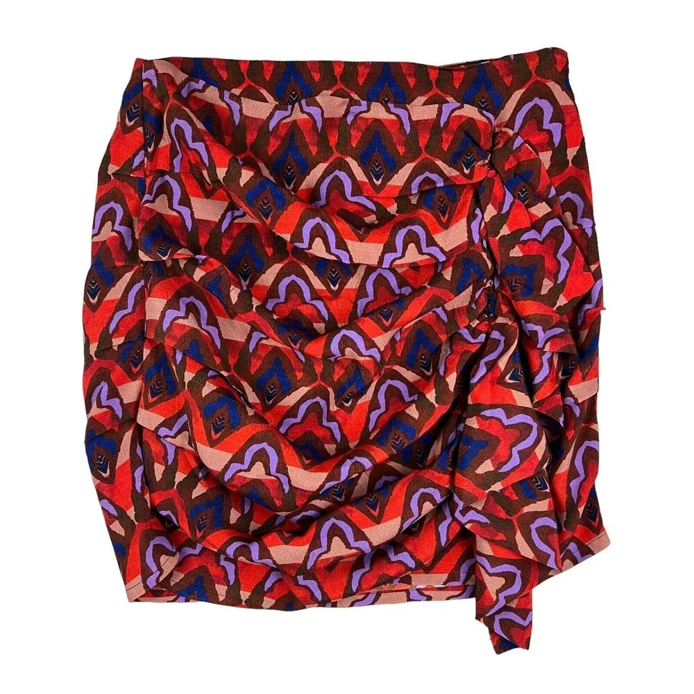 Anthropologie Dolan Left Coast Ruffle Mini Skirt Size XXS NWT Red Blue Purple